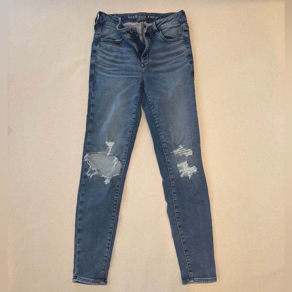 American Eagle Outfitters Blue Skinny Jeans Distressed